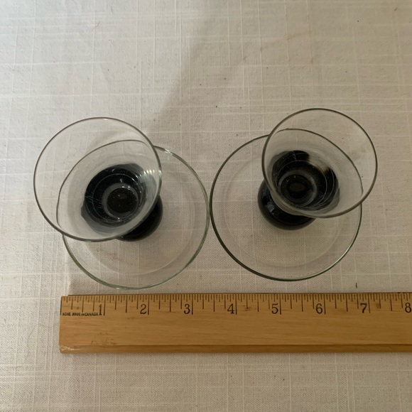 Vtg Black Art Glass Candlestick Holders - Picture 5 of 6